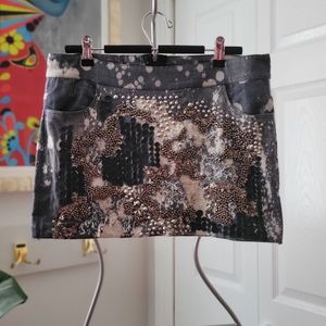 Studded Maximalist Micro Mini Denim Skirt